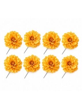 Yellow Peony Flower Picks Set of 8 Golden Yellow Blooms Wired Floral